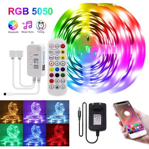 Bluetooth Led Strip Light RGB 5050 Flexible Ribbon Led Tape 30m 20m 10m 5m DC 12V luces Led Light With Music Remote Control