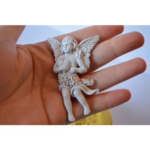 TS0001F Angels Heart Molds Rubber Food Safety Mold Clay Gummy Candy Chocolate Soap Can Use Resin Angel Holds Heart Silicone PRZY