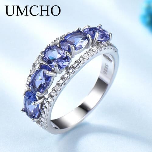 UMCHO Created Oval Tanzanite Colorful Gemstone Jewelry 925 Sterling Silver Rings For Female Anniversary Gifts Fine Jewelry New
