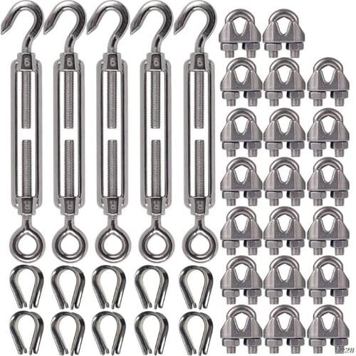 Stainless Steel 304 Basket Screws Wire Rope Tension Hook / Eye Turnbuckle Hook Wire Rope Tension Tighten tool Hooks