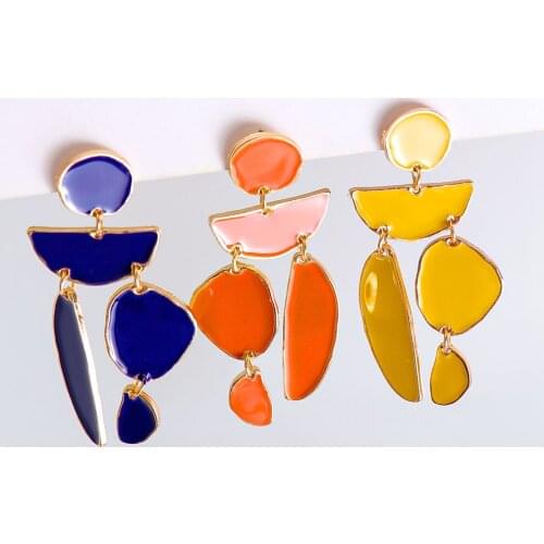 High-grade Oil Wax Metal Geometry Earrings Statement Long Drop Earrings Fashion Jewelry Accessories For Women Wholesale