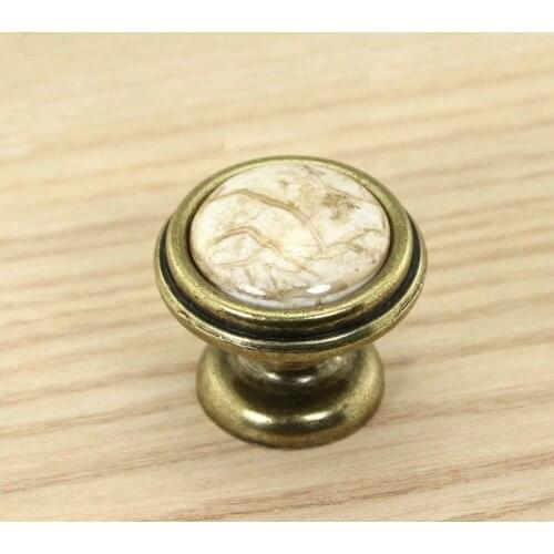 Yellow Silk Crack Ceramic Handle Simple European Style Garden Shoe Wardrobe Cabinet Handle Handle(Diameter:32mm)