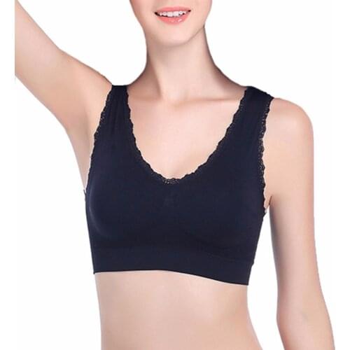 Women bralette Push Up Top With Front Lace Cover Sports Bra White Black Lingerie sexy Bras Sports Bras Seamless Lace Bra