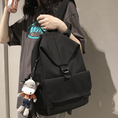 Ladies Kawaii Buckle Backpack Fashion Book Girl School Bag Women Waterproof Nylon Backpack Student Cute College Bags Cool Trendy