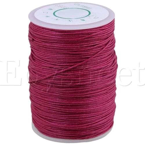 0.7mm Dia 100m Rose Red Round Waxed Thread Leather Craft Sewing Cord
