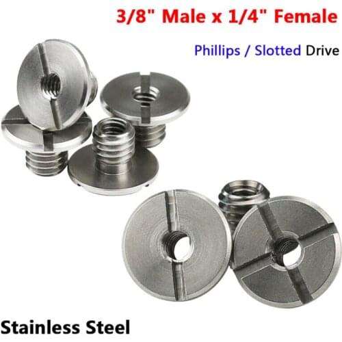 1Pcs 3/8" Male to 1/4" Female Thread Adapter Nuts 304 Stainless Steel Screw For Camera Stand Tripod