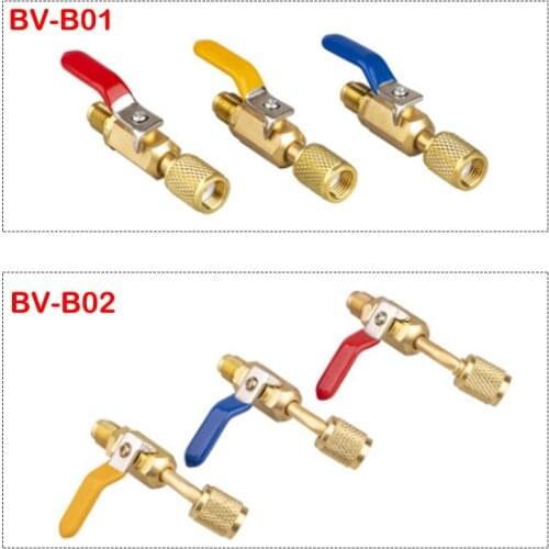 1pc R22 Refrigerant Straight Ball Valves AC Charging 1/4" Male to 1/4" Female SAE Valve