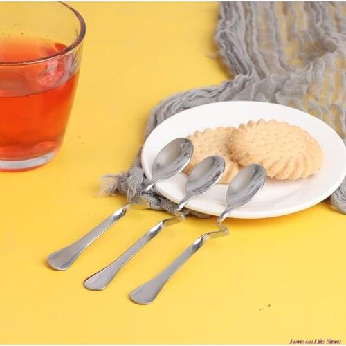 1Pc Rvs Multifunctionele Melk Koffie Mengen Lepels Theelepel Met Gebogen Handvat Honing Lepels