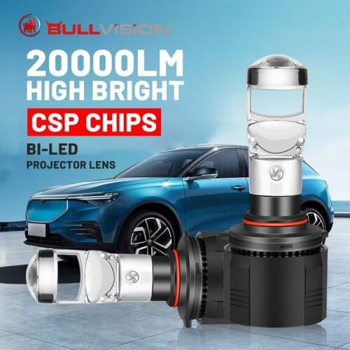 Bullvision H4 LED Headlights H7 H11 H8 H9 9005 9006 HB3 HB4 20000LM Bi-LED Projector Lens Car Lights 6000K White CSP Chips 2PCS
