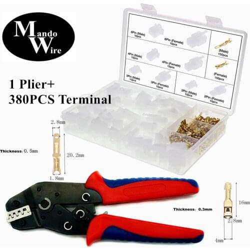 380 Pcs 2.8mm 2 3 4 6 Pin Automotive Electrical Wire Connector Male Female Cable Terminal Plug Kits for Motorcycle Bike Car