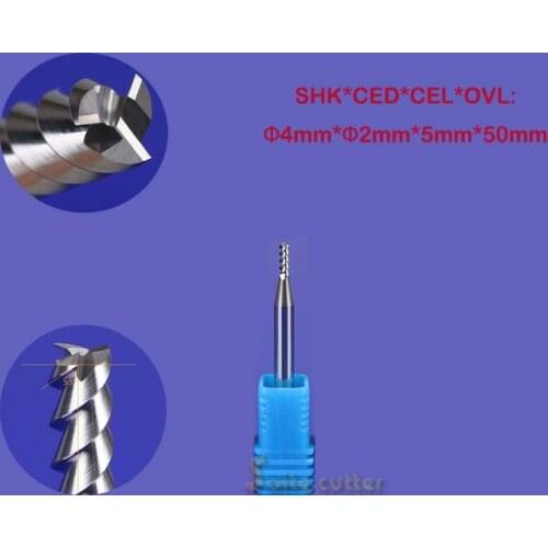 Free Shipping 5pcs/lot New 4mm HQ Carbide CNC Router Bits Three Flute Aluminum Cutting Tools 2mm*5mm