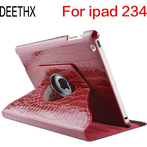 Tablet Case For Apple iPad 2 3 4 old model,360 Rotation Crocodile Leather Protective Sleeve Rotary Cover shell for ipad 2/3/4
