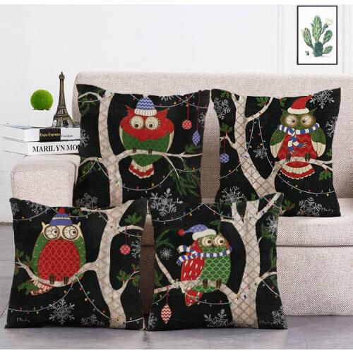 45 X 45cm Cushion Cover Watercolor Cartoon Owl Design Linen/cotton Throw Pillow Case Cushion Cover Home Decor T03