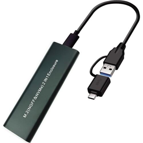 M.2 NVME SSD to USB 3.1 Case, 10Gbps Dual Protocol M2 NVMe Box, PCIe NGFF SATA M2 NVMe Enclosure Adapter with OTG for M.2 SSD