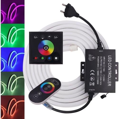 RGB Neon Light Waterproof Neon Rope Tape + Touch Remote Control SMD 5050 80Leds/m Flexible Neon Strip Indoor Outdoor Decoration