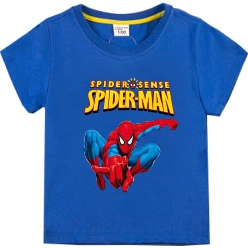 Cartoon Disney Spiderman Print Boy T-Shirts Cotton Short Sleeve Children Clothes Summer Kids Boy Girl Top Tee