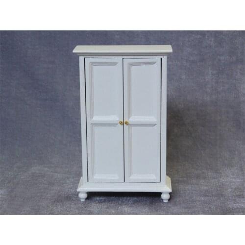 G10-X093 children baby gift Toy 1:12 Dollhouse mini Furniture Miniature rement accessories white Vertical double door cabinet