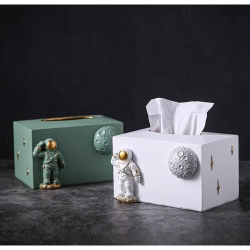 Explore Cosmic Style Astronaut Resin Tissue Box Creative moon stars decorative tissue boxs