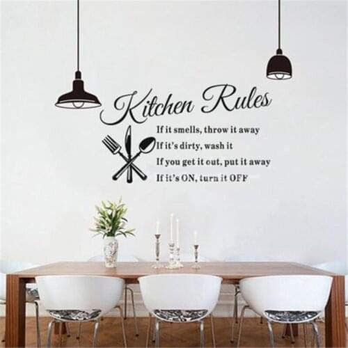 JX-LCLYL DIY Kitchen Rules Restaurant Wall Sticker Art Quote Decal Mural Home Decor