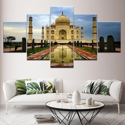 Canvas Painting Taj Mahal An International Treasure 5 Pieces Wall Art Painting Modular Wallpapers Poster Print Home Decor