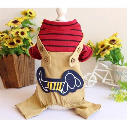 New Spring Autumn Winter Xs Dog Clothes For Small Dogs Girl Boy Teddy Khaki Stripe Cover Leg Jumpsuits Puppy Outfit Pet Clothing
