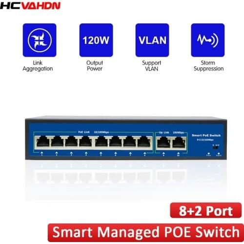 POE switch 52V with 8 100Mbps Ports IEEE 802.3 af/at ethernet switch Suitable for IP camera/Wireless AP/POE camera
