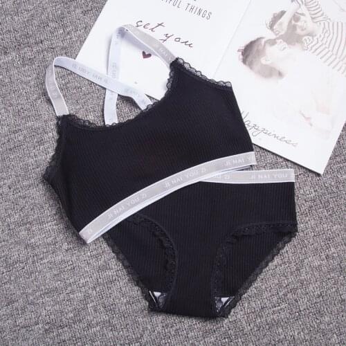 Free Wire Lingerie Set Teen Girls Underwear Soft Padded Cotton Print Bra Set for Young Girls for Sports Running Free Size