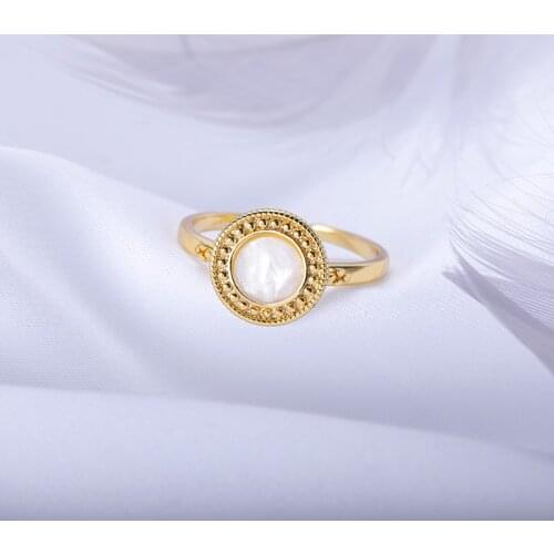Fashion Fine Acrylic Pearl Ring Round Shape Adjustable Ring For Women Girl Simple Jewelry Best Bridesmaid Gifts BFF