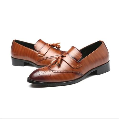 Men High Quality Brogue Tassel British Style Carved Split Leather Shoes Business Mens Shoes Plus Size 47 d2n32
