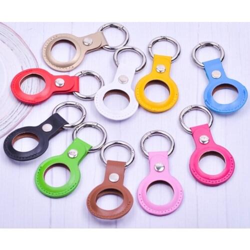 2021 New Leather Air Tag Keychain Protective Shell For Locator Tracker Airtag Holder Anti-lost Wallet Bag Key Rings Airtags Case
