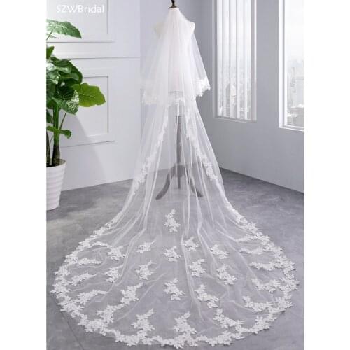 New Arrival Two-Layer Lace Applique Wedding Veils Bride Veil Wedding Accesorios Bridal Headwear Novia Velos Welon Velos de Novia