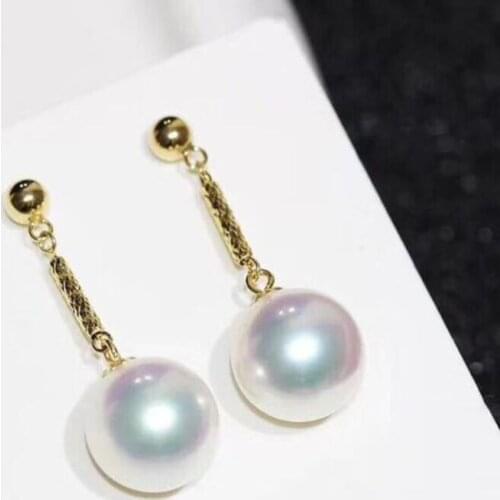 Charming south sea gold10-111mm pearl earring 18k