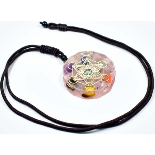 Religious Olivine Flower Of Life Cosmic Energy Center Sign Sacred Geometry Orgone Pendant Necklace For Women