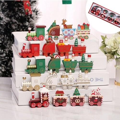 Merry Christmas Wooden Train Ornament Christmas Decoration For Home Santa Claus Gift Natal Navidad Noel 2022 New Year Xmas Decor