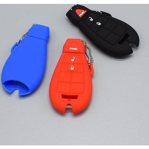 Silicone rubber car key cover case For Chrysler Town Country for Jeep Commander Dodge Grand Caravan 2 buttons key protect Shell