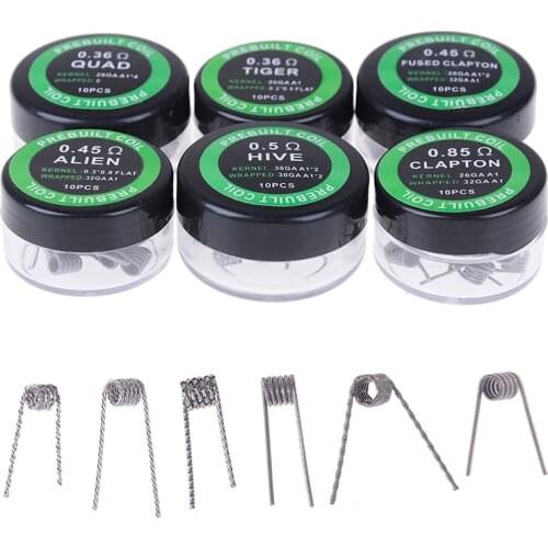 10pcs/box Twisted Fused Hive Clapton Coils Premade Wrap Alien Mix Twisted Quad Tiger Heating Resistance Rda Coil Tool Parts