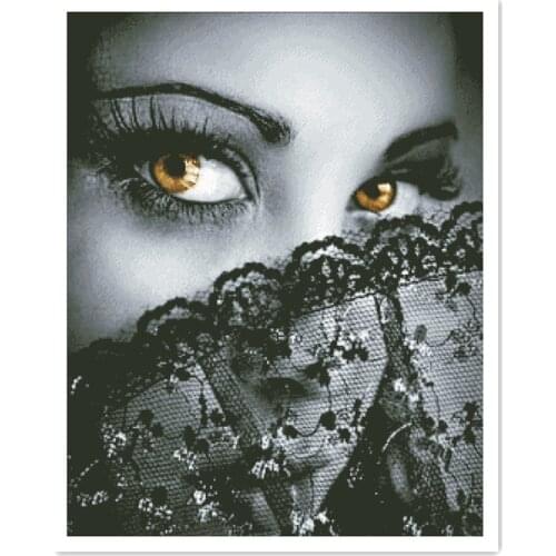 Woman with veil cross stitch package sexy beauty women 18ct 14ct 11ct cloth cotton thread embroidery DIY handmade needlework