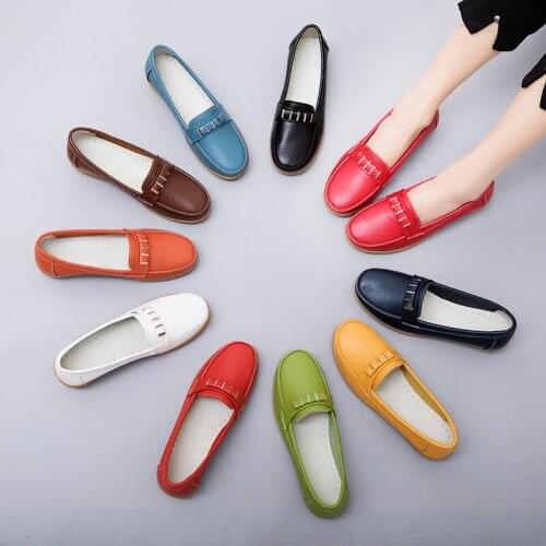 2021 Spring Women Flats Shoes Genuine Leather Loafers Slip On Platform Creepers Ballet Ballerines Sneakers Moccasins Zapatillas