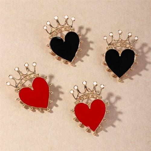 Earrings 2021 Trends Trend Versatile Temperament Fashion Pattern Heart-Shaped Crown Simplicit Retro Boho Oil Dripping Earrings