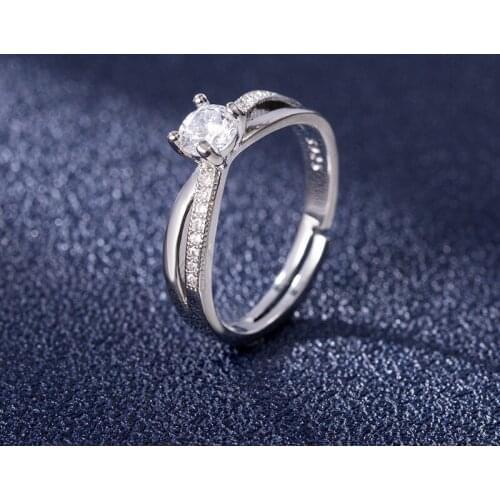 Jewelry Sterling Silver Wedding Ring for Women Four Prong 1 Carat Diamond Engagement Femme Ring Bride Valentines Gift for Girl