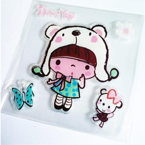 10.5x11cm Polar bear cap Transparent Clear Stamps / Silicone Seals Roller Stamp for DIY scrapbooking photo album/Card Making