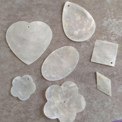 100% Pure Natural Mirror Freshwater Shell Heart Oval Flower Square Shape Beads Charms Pendants DIY Jewelry Making Accessories