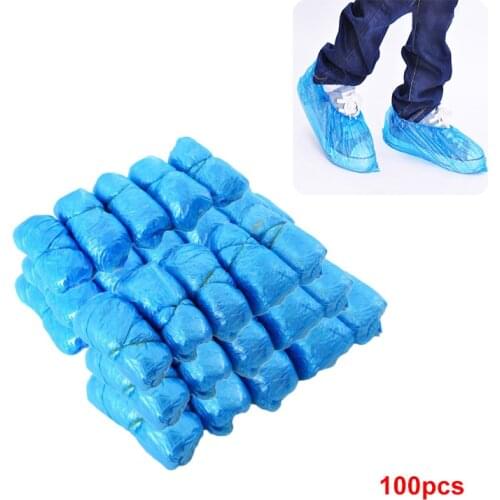 100pcs Plastic Disposable Shoe Covers Cleaning Overshoes Protective Floor Waterproof Protective Shoe Covers for Outdoor Riding