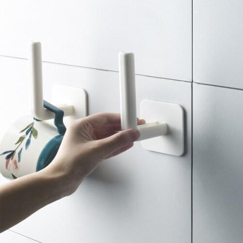 2Pcs Wall Mounted Multifunction Storage Rack Punch Free Cutting Removable Kitchen Toilet Paper Holder Cup Holder