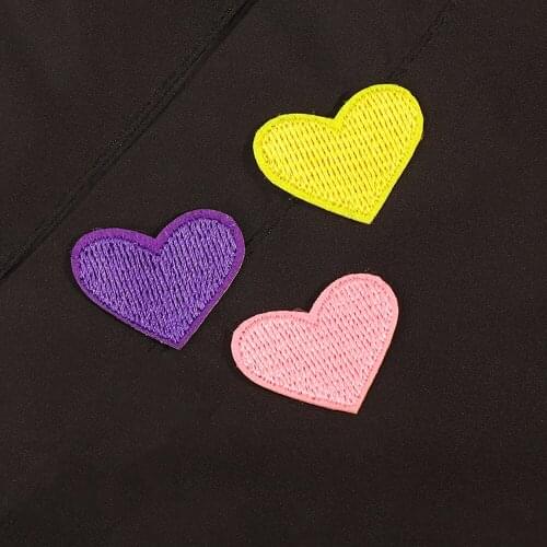 20 Pcs/Lot Love Heart Clothes Patches Stripes Iron On Appliques Kids Clothing Stickers DIY Embroidery Badges
