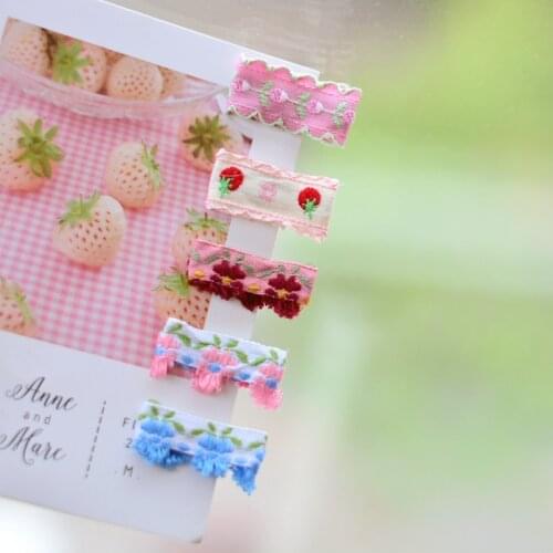 2021 Spring Handmade Kawaii Hair Accessories for Girls 5/7pcs/set Cute Baby Kids Hair Clips Flower Embroidery Barrettes Hairpins