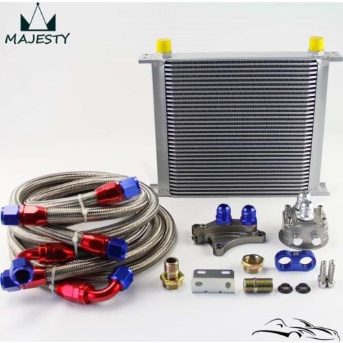 34 Row 248mm AN10 Oil Cooler Kit Fits For Nissan Silvia S13 S14 S15 180SX 200SX 240SX SR20DET Black/Silver