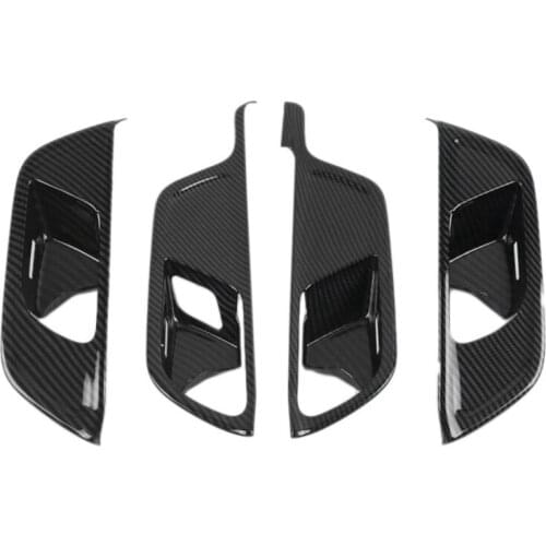 4Pcs Carbon Fiber Interior Door Handle Bowl Cover Trim for Mercedes Benz GLA Class H247 2020-2021 Decoration Stickers