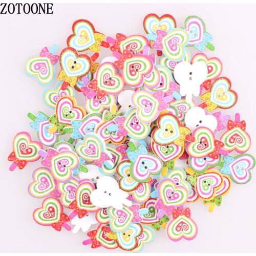 ZOTOONE 50pcs Heart Candy 2 Hole Button Kid Baby Children Wooden Buttons for Scrapbooking DIY Crafts Clothing Sewing Accessories