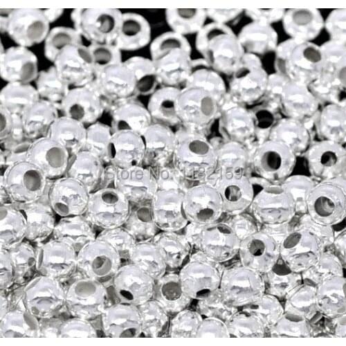 Free Shipping Wholesale 500pcs Silver Plated Smooth Ball Spacer Beads 8mm Dia. Jewelry Findings